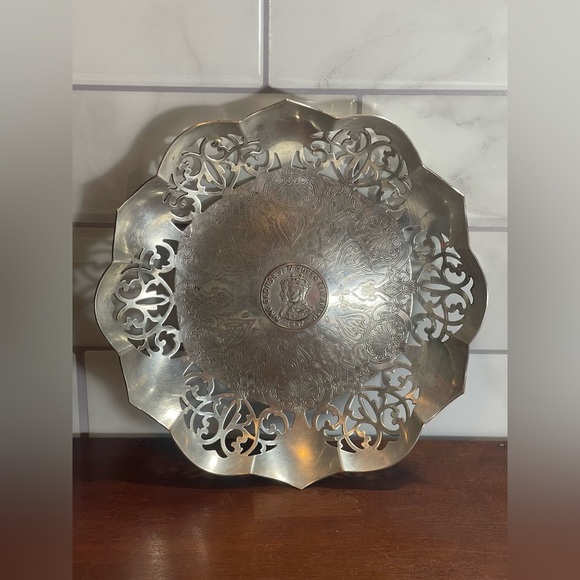 EP Copper Silver Plate Dish 1937 Coronation of King George VI & Queen Elizabeth - Picture 2 of 9